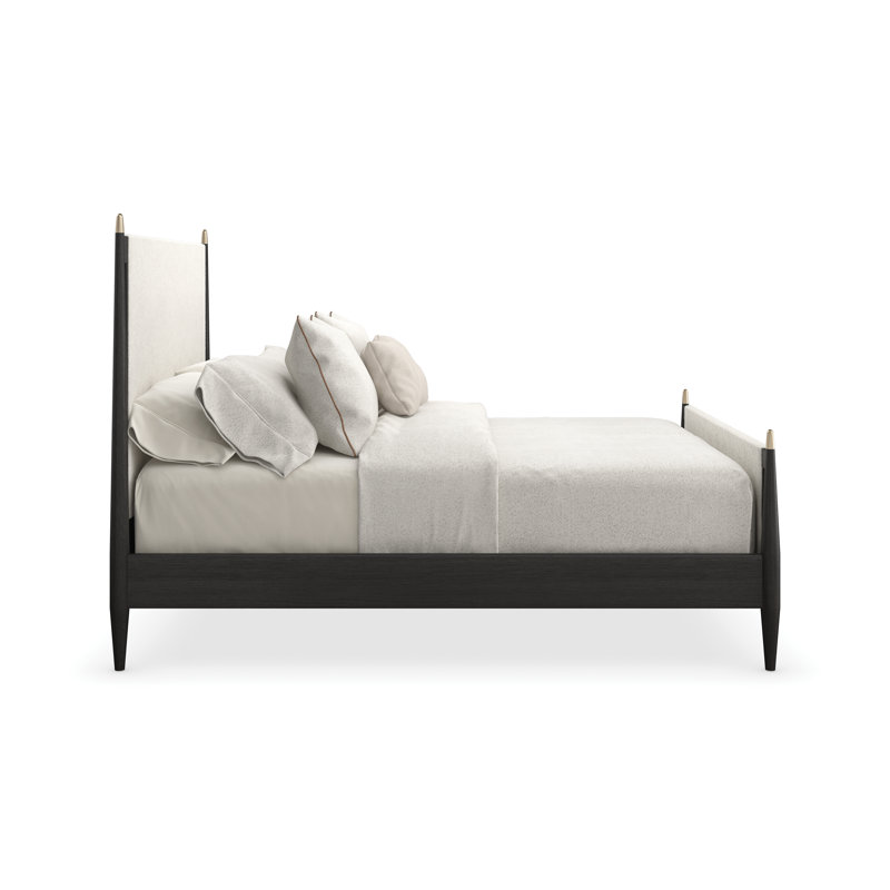 Upholstered Bed, Black Stained Ash, Queen