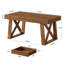 Bureau d'ordinateur rétro brun foncé avec petit tiroir, bureau très large de 55 po pour la maison et le bureau - idéal pour les jeux et les installations multi-écrans