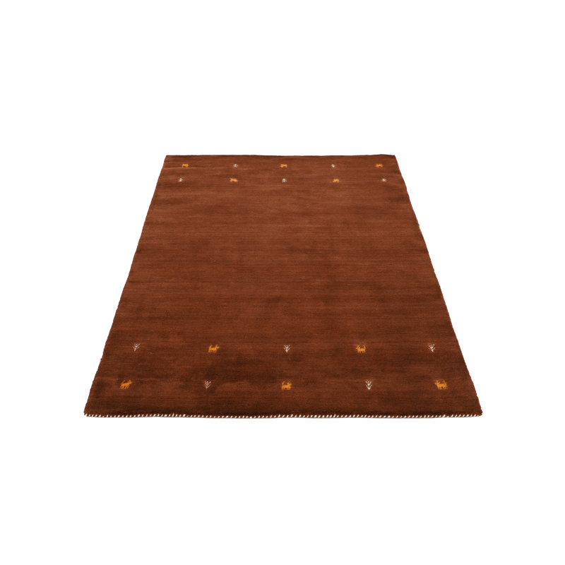 Handwoven Wool Gabbeh Uni Brown Rug, Rectangle 80 x 150cm