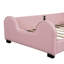 Lit plateforme tapissier simple rose avec garde-corps - look moderne, tête de lit stylée remplie de mousse