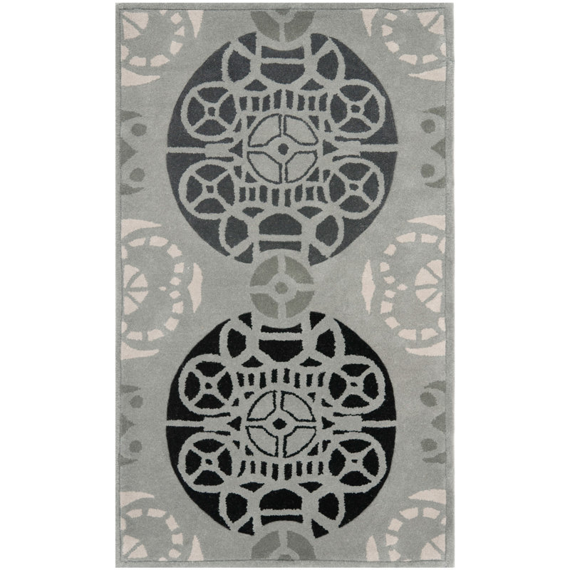 Tapis oriental gris / noir touffeté à la main Charlee, Tapis de couloir 2 pi 3 po x 9 pi