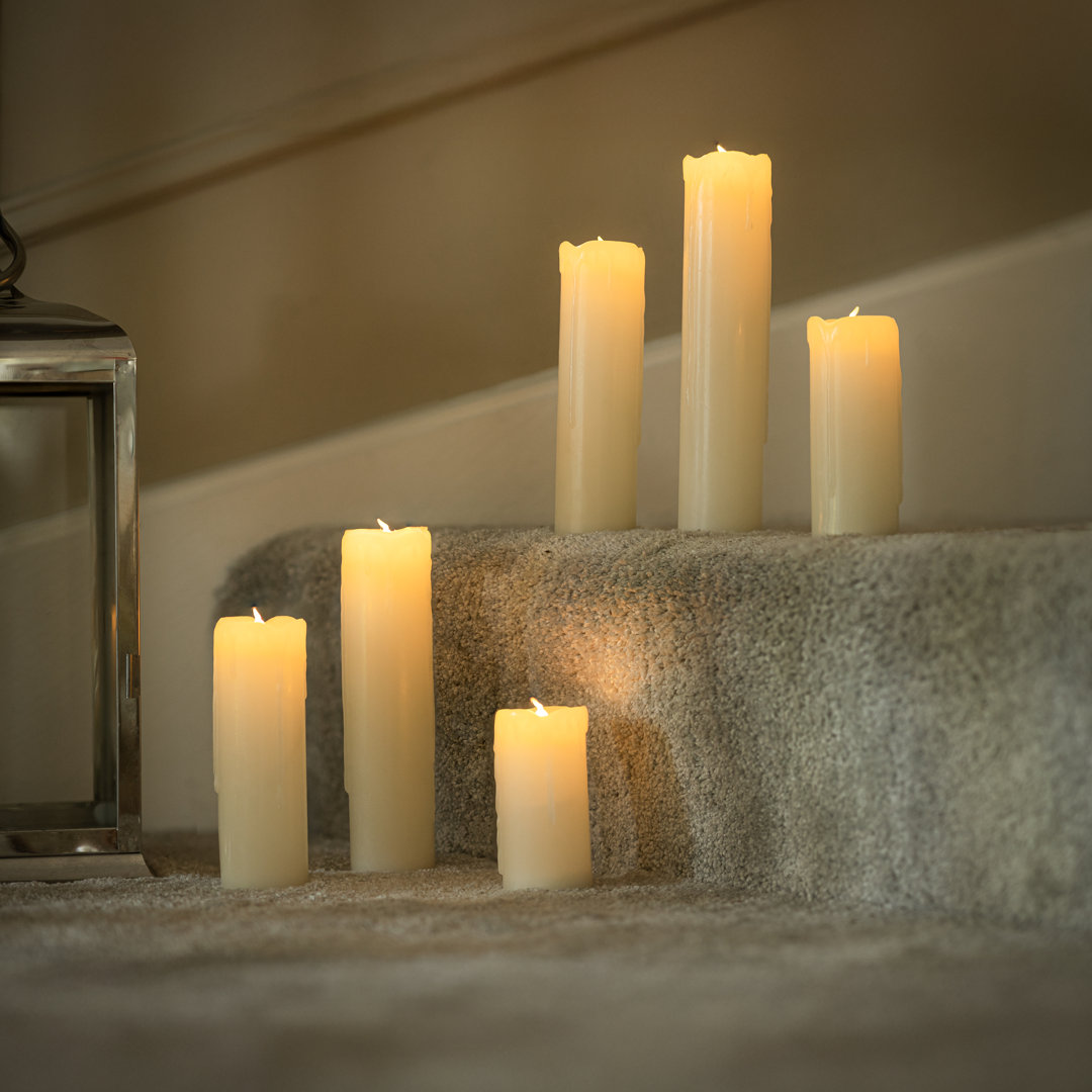 6 Piece Flickering LED Wax Pillar Candle Set