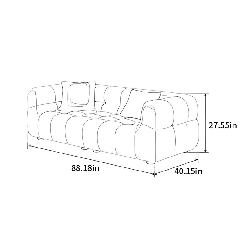 Canapé crème crème à motif de guimauve, 3, H 27,55 po x l 88,18 po x P 40,15 po