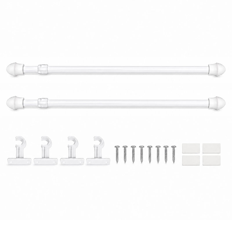 Tringle à rideaux simple réglable de 19 à 29 po, 19” – 29”, Blanc