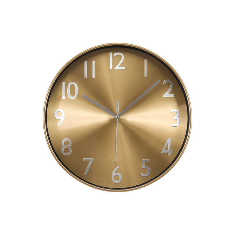 Clocks, 12" Round, Wall Clock, Gold Face, Gold Frame, Contemporary, Modern, Gold
