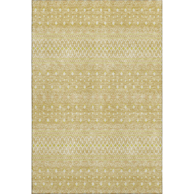 Premium Machine Washable Prisco Gold Rug