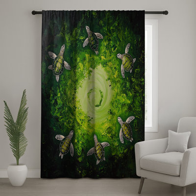 Rideaux de fenêtre Green Sea Turtles Swirl