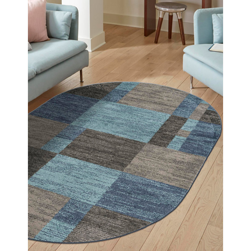 Eginhard Geometric Indoor Rug, Oval 5'3" x 8'