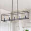 Grand luminaire suspendu réglable en fer 5 lumières en verre transparent noir mat