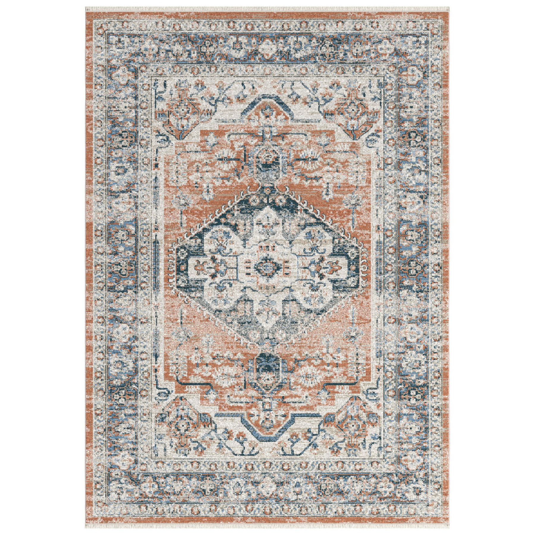 Bungalow Rose Wasilla Rust/Natural/Blue Area Rug | Wayfair