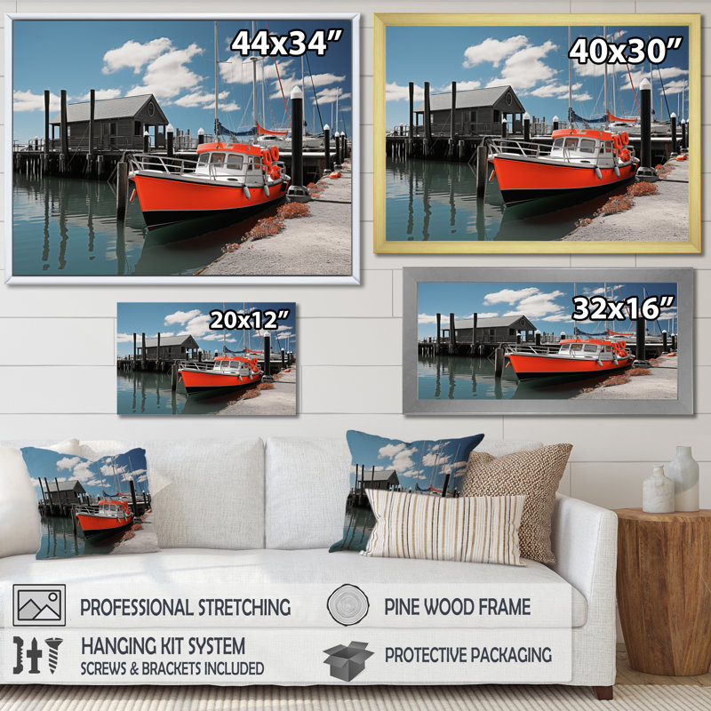 Port Harbour Shadows I - Nautical & Beach Canvas Prints, Cadre photo blanc, H 16 po x l 32 po x P 1 po