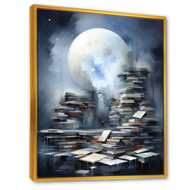 Ancienne bibliothèque de lecture mystère I - livres, art mural, Cadre flottant doré, null