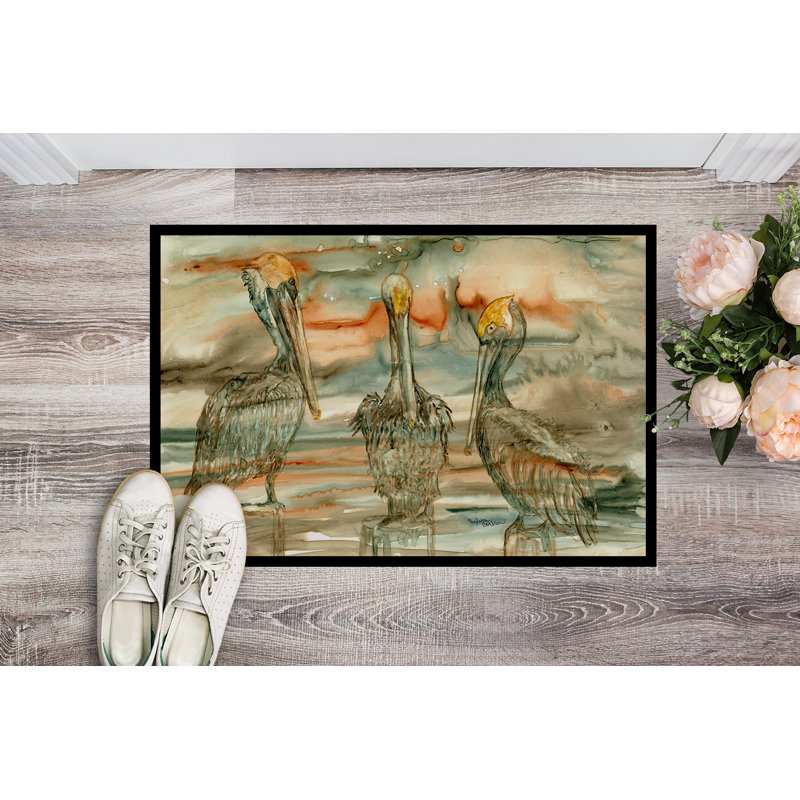 Tapis d’extérieur abstrait pour porte d’extérieur Matas Pelicans, 1 pi 6 po x 2 pi 3 po