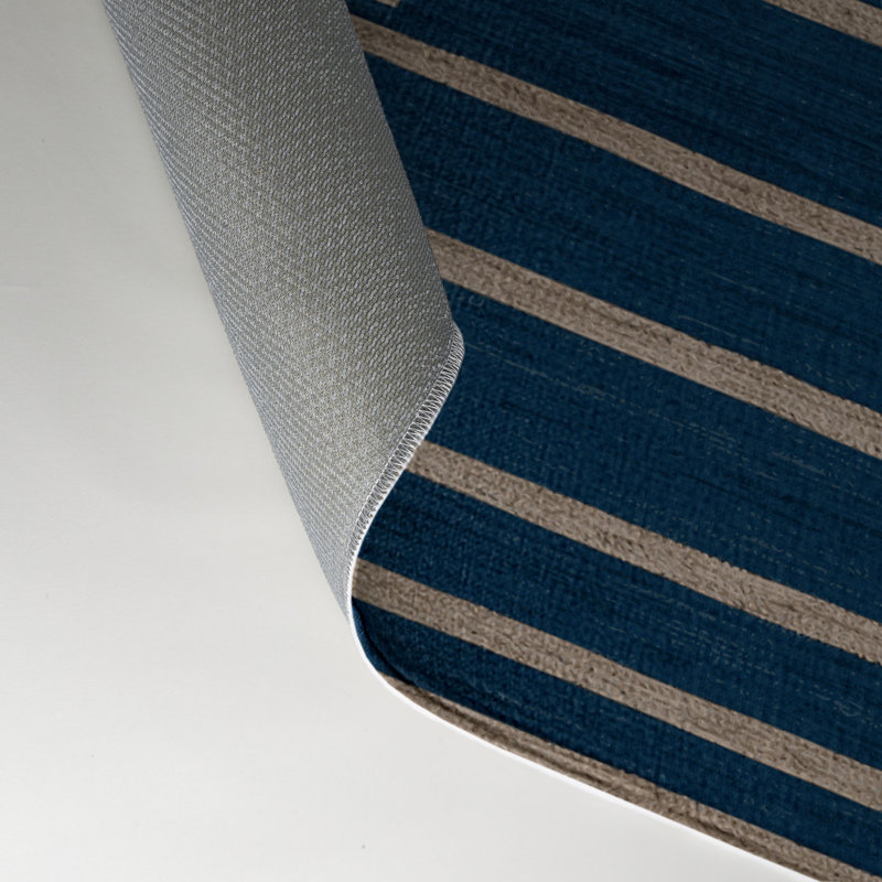 Tapis intérieur / extérieur bleu HorizontalStripes, Rectangulaire 3 pi x 5 pi