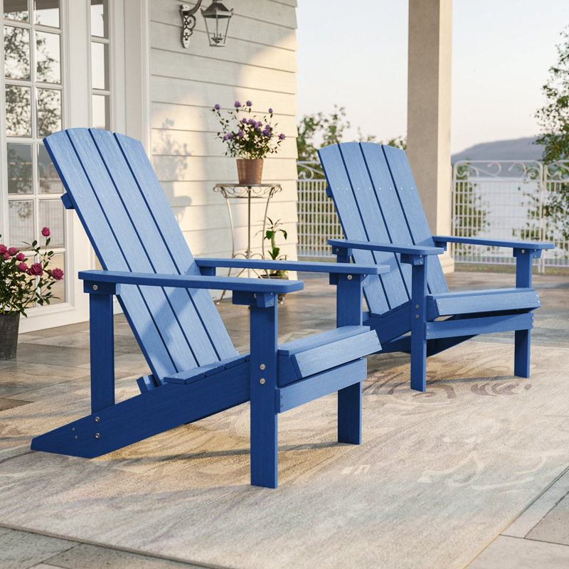 Chaise Adirondack en plastique Lall, Bleu marine