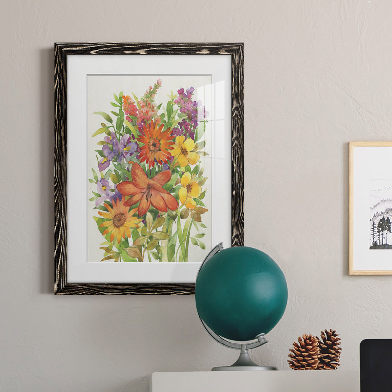 Floral Mix I - peinture encadrée, Cadre noir, H 24 po x l 20 po x P 1 po
