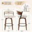 Tabouret de bar pivotant à 360 ° de style Mid-Century courbé moderne avec siège rembourré et dossier ouvert-2102369185