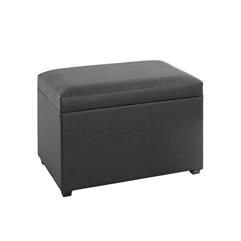 Nolley 58cm W Faux Leather Rectangle Ottoman with Storage