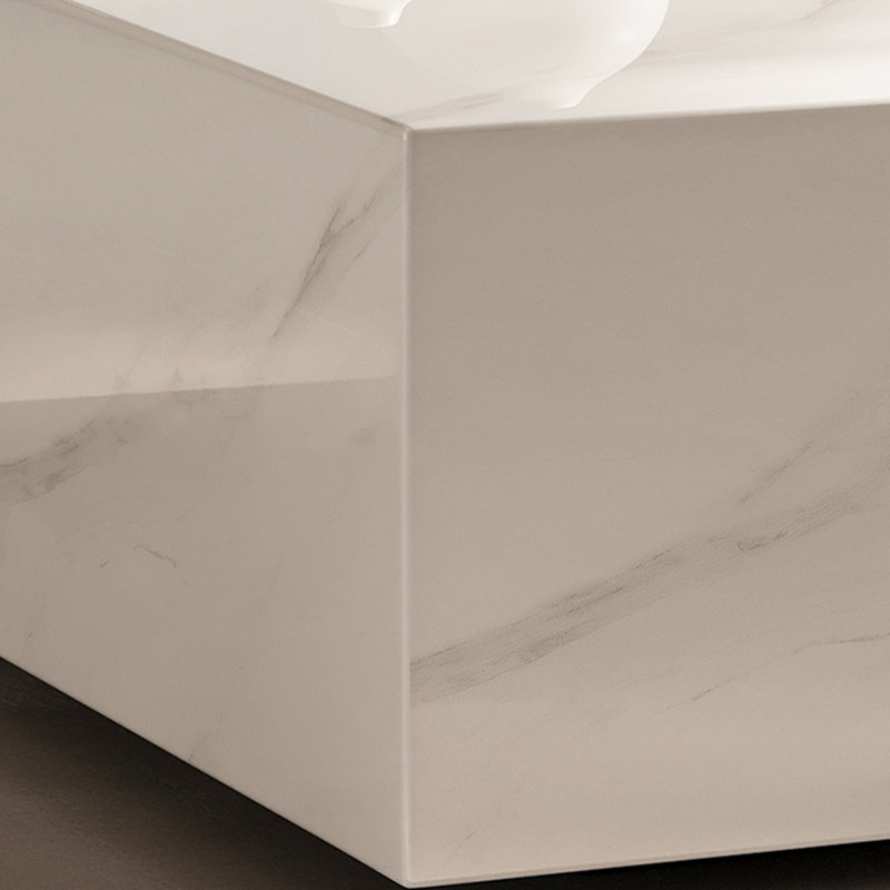 Table basse carrée en pierre de style italien, H 12,6 po x L 47,2 po x l 47,2 po