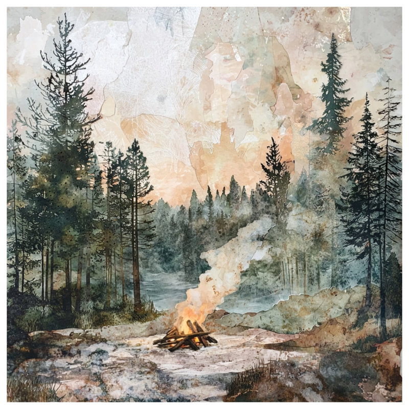 Rideaux et rideaux occultant Forest Campfire, 50" x 92" - 1 Panel, Sheer