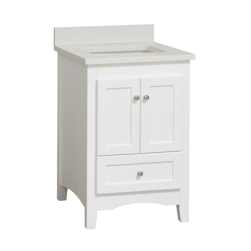 Abbey 24" White Solid Wood Vanity Cabinet with Quartz Top