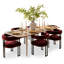 Ensemble de table de salle à manger pour 6 personnes avec table extensible et 6 fauteuils rembourrés en velours-666798655