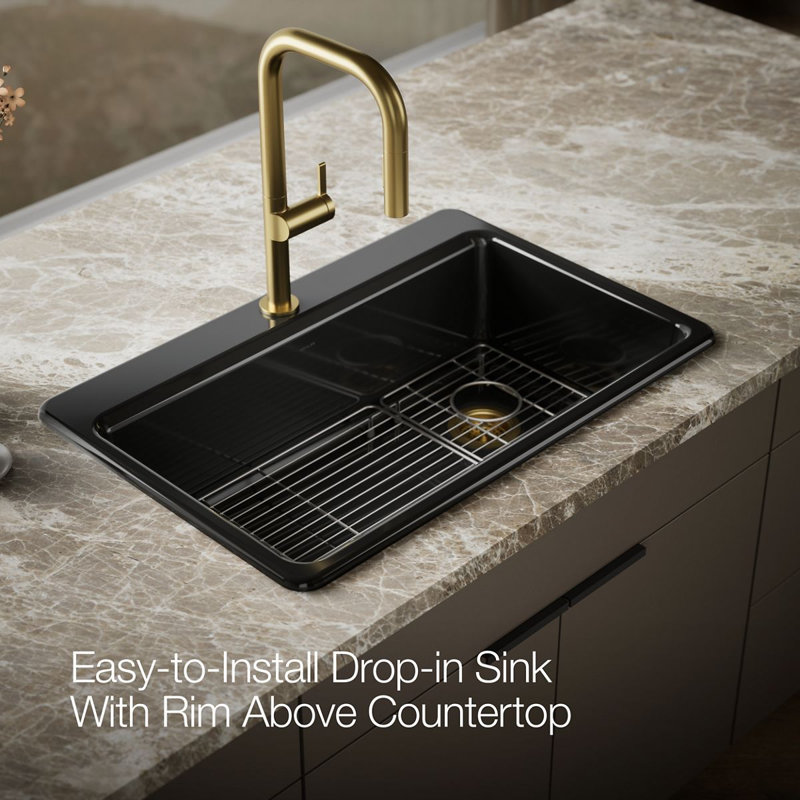 Riverby 33" Top-Mount Single-Bowl Kitchen Sink, 1 hole, Black