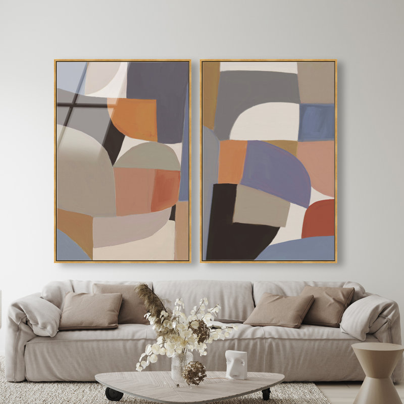 Muted Prelude Set Set by Oliver Gal, 110"H x 74"W, Gold Floater Frame