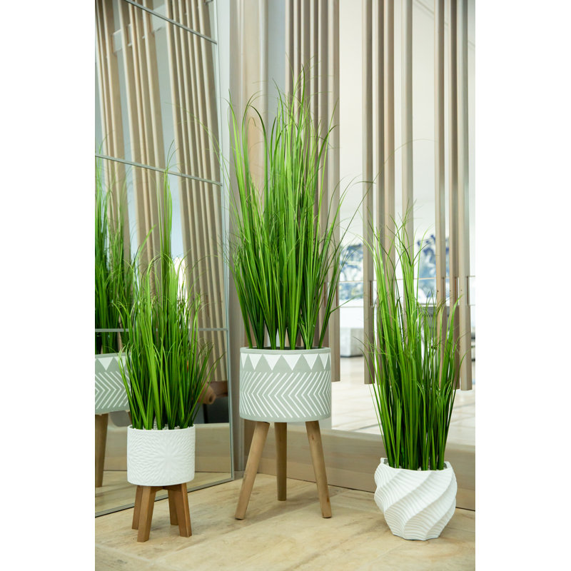 38'' Faux Onion Grass Grass in Ceramic Pot