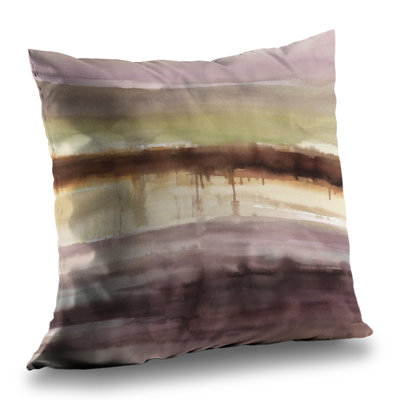 Stripes Abstract Shapes Poly Twill Throw Pillow – Poly Twill Throw Pillow with Insert, Double-Sided Print