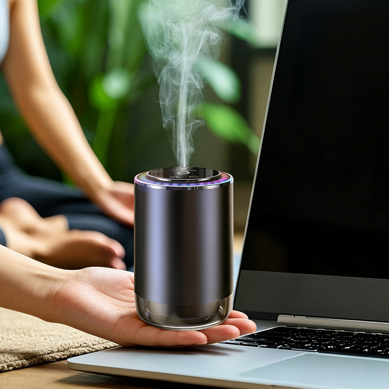 Smart Car Air Freshener,2-in-1 Essential Oil Diffuser & Humidifier, Auto On/Off, USB-C Powered for Car Home Office