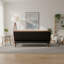 Canapé convertible polyvalent rembourré capitonné avec porte-gobelets et pieds en bois 