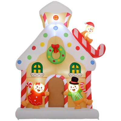 7 FT Christmas Inflatable Gingerbread House - Outdoor Yard Decor With Built-In LED Lights For Garden, Lawn, Porch & Holiday Party