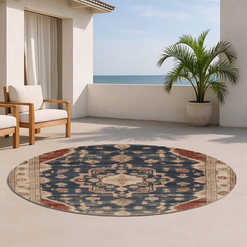 Tapis intérieur et extérieur brun Overdyed, Rond 5 pi