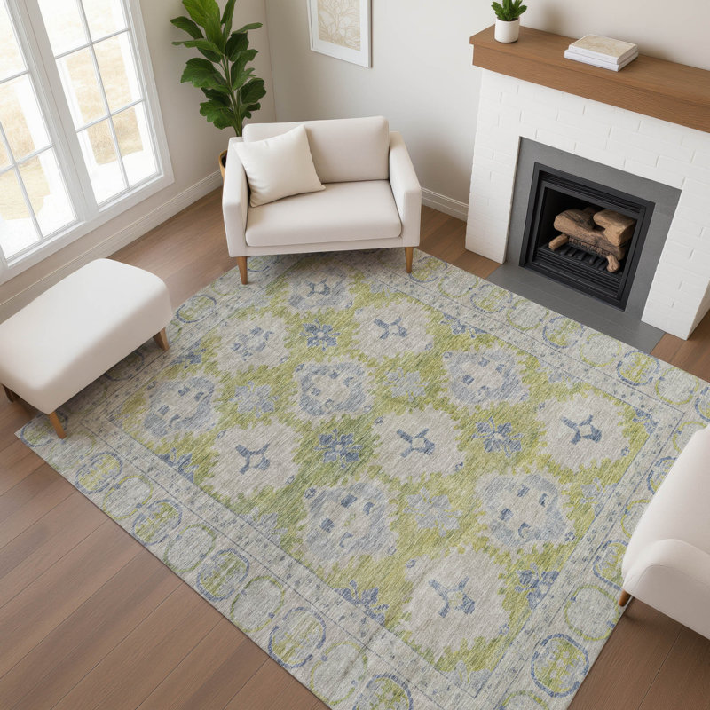 Tapis de qualité supérieure à bordure lavable lavable à la machine AMF1760, Rectangle 5 pi x 7 pi 6 po