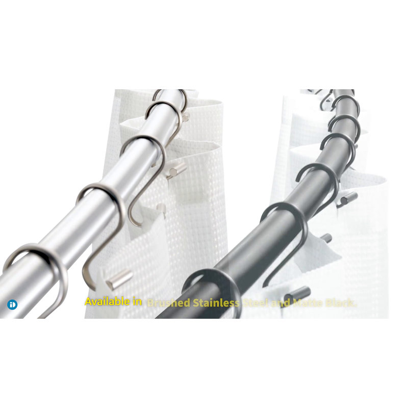 Adjustable Brushed Silver Curved Shower Curtain Rod