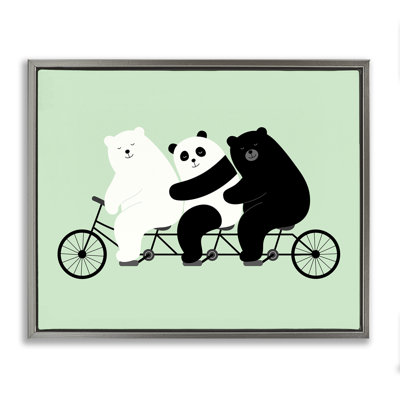«Bear Bear Trio on Bicycle», art mural sur toile flottante, design par Andy Westface