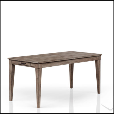 Rustic Gray Extendable Dining Table with Two Storage Drawers and Leaf for Versatile Use