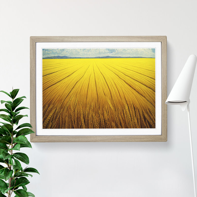 Contemporary Wheat Field - Framed Print, 34cm H x 46cm W x 2cm D, Oak