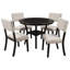 5-Piece Kitchen Dining Table Set Round Table With Bottom Shelf, 4 Upholstered Chairs For Dining Room