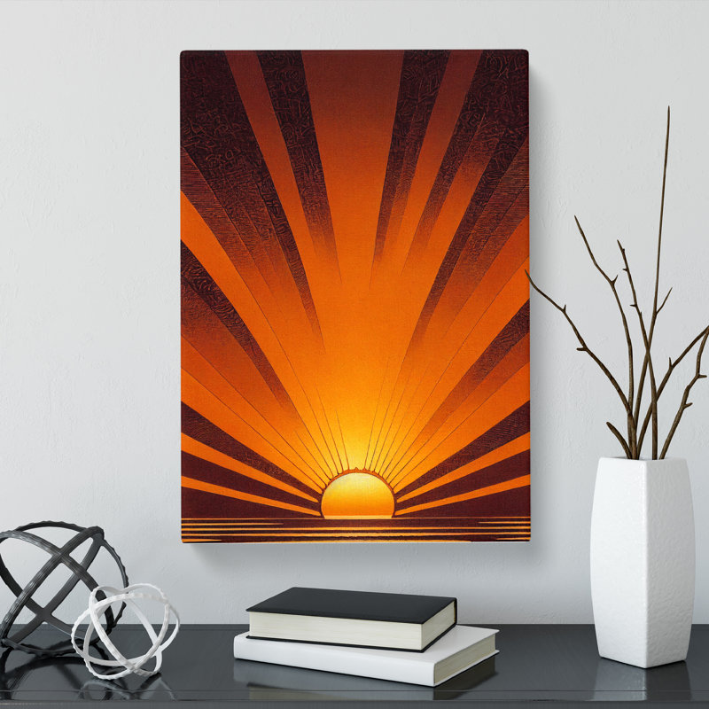 Gallia Sunset Engraving - Wrapped Canvas Print, 50cm H x 35cm W