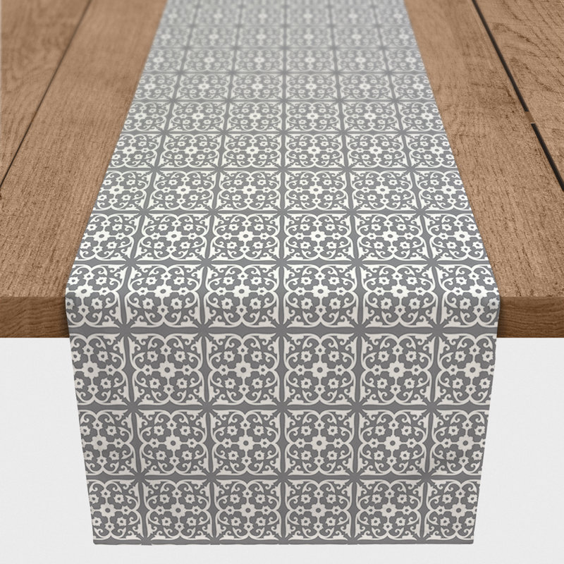 Artis Geometric Table Runner, 72" L x 16" W, Gray