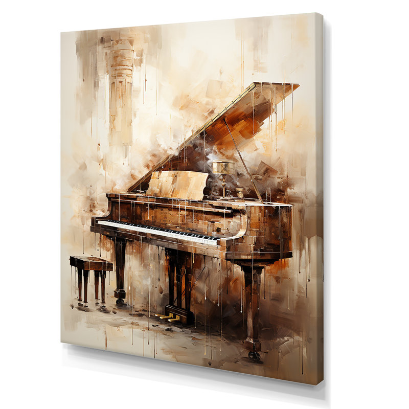 «Warm Melody Piano I - Music», art mural, Toile tendue, H 32 po x l 16 po x P 1 po