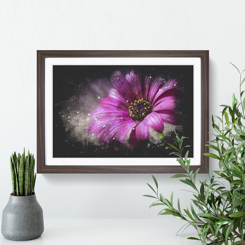 Purple Daisy - Picture Frame Graphic Art, Walnut Framed, 62cm H x 87cm W x 2cm D