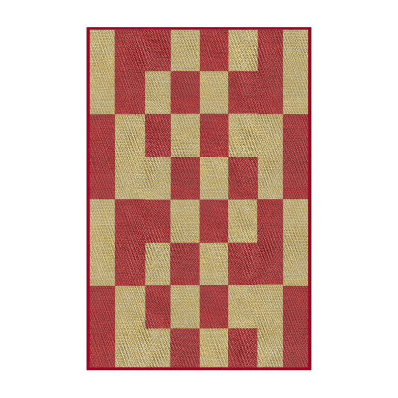 Tapis géométrique rouge / jaune, Rectangle 6 pi x 9 pi