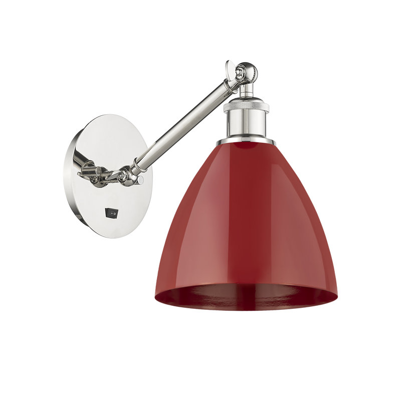 Applique murale en acier 1 lumière, Rouge, Nickel poli