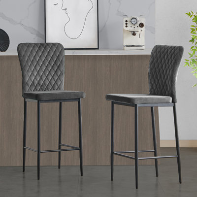 Modern Upholstered Velvet Armless Bar Stool