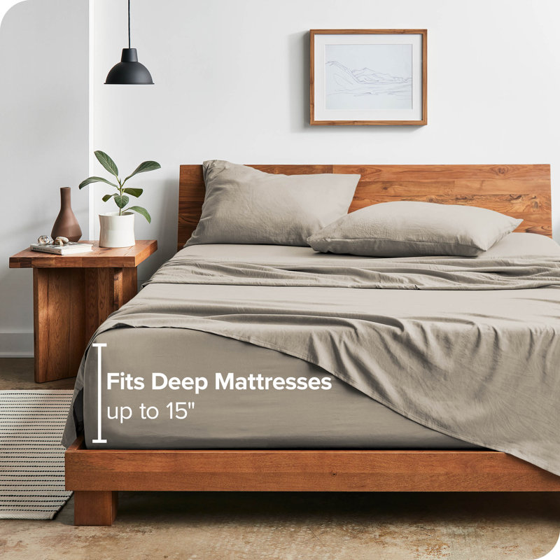 Washed Ultra-soft Microfiber Sheet Set, Fog, Queen Sheet Set with 2 Pillowcases