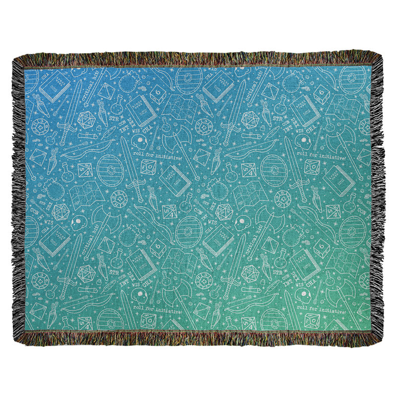 Couverture en coton tissé Katelyn Elizabeth, l 37 po x L 52 po, Bleu / vert