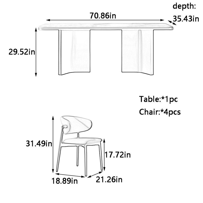 Kollman, H 29,52 po x L 70,86 po x l 35,43 po